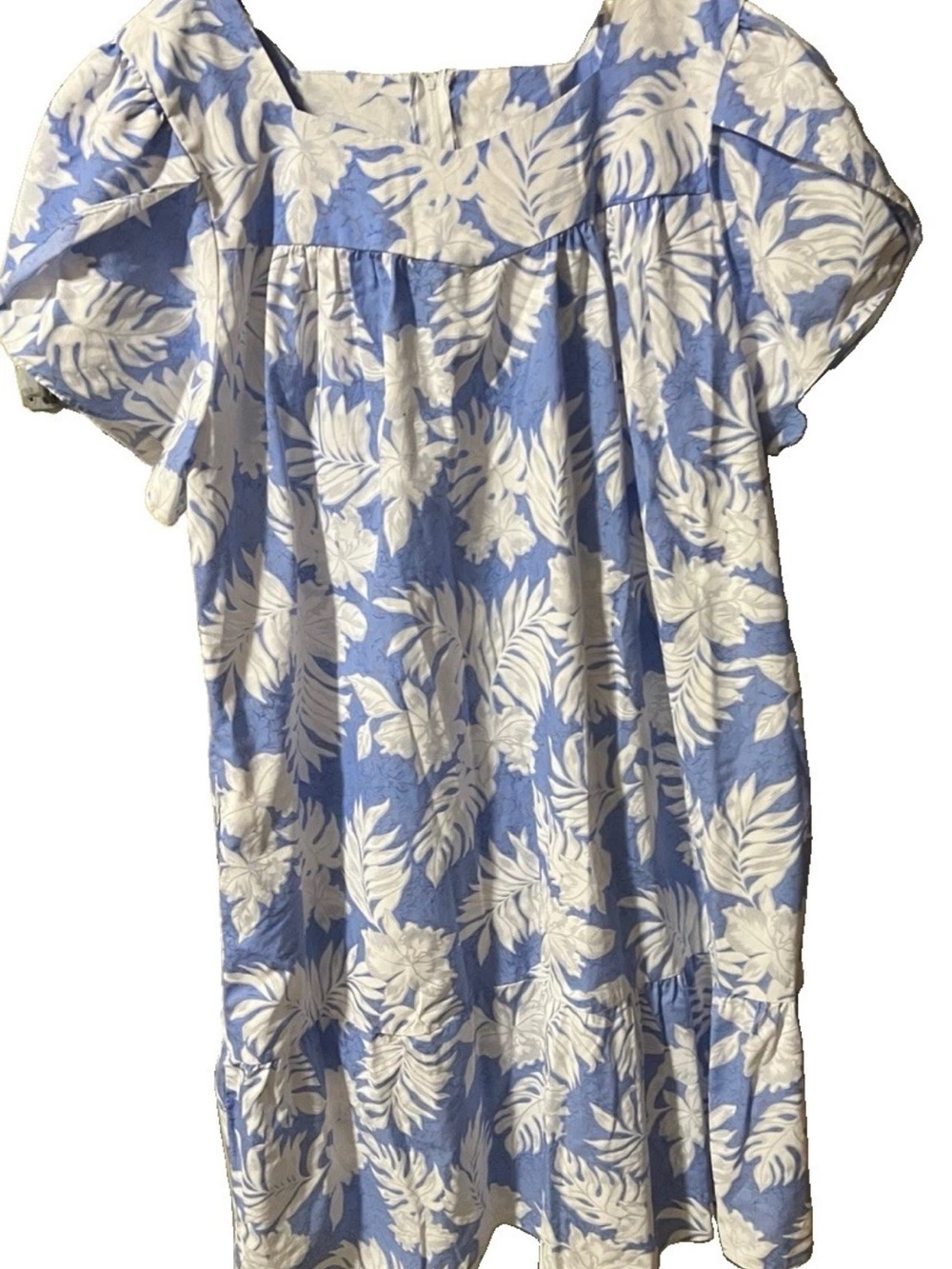 Vtg  ROYAL CREATIONS HAWAII Blue Floral Midi Trapeze MuuMuu Dress  4XL